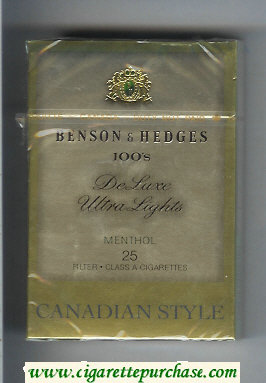 Benson Hedges de Luxe Menthol Ultra Lights 100s cigarettes Canadian Style De Luxe Ultra Lights Menthol